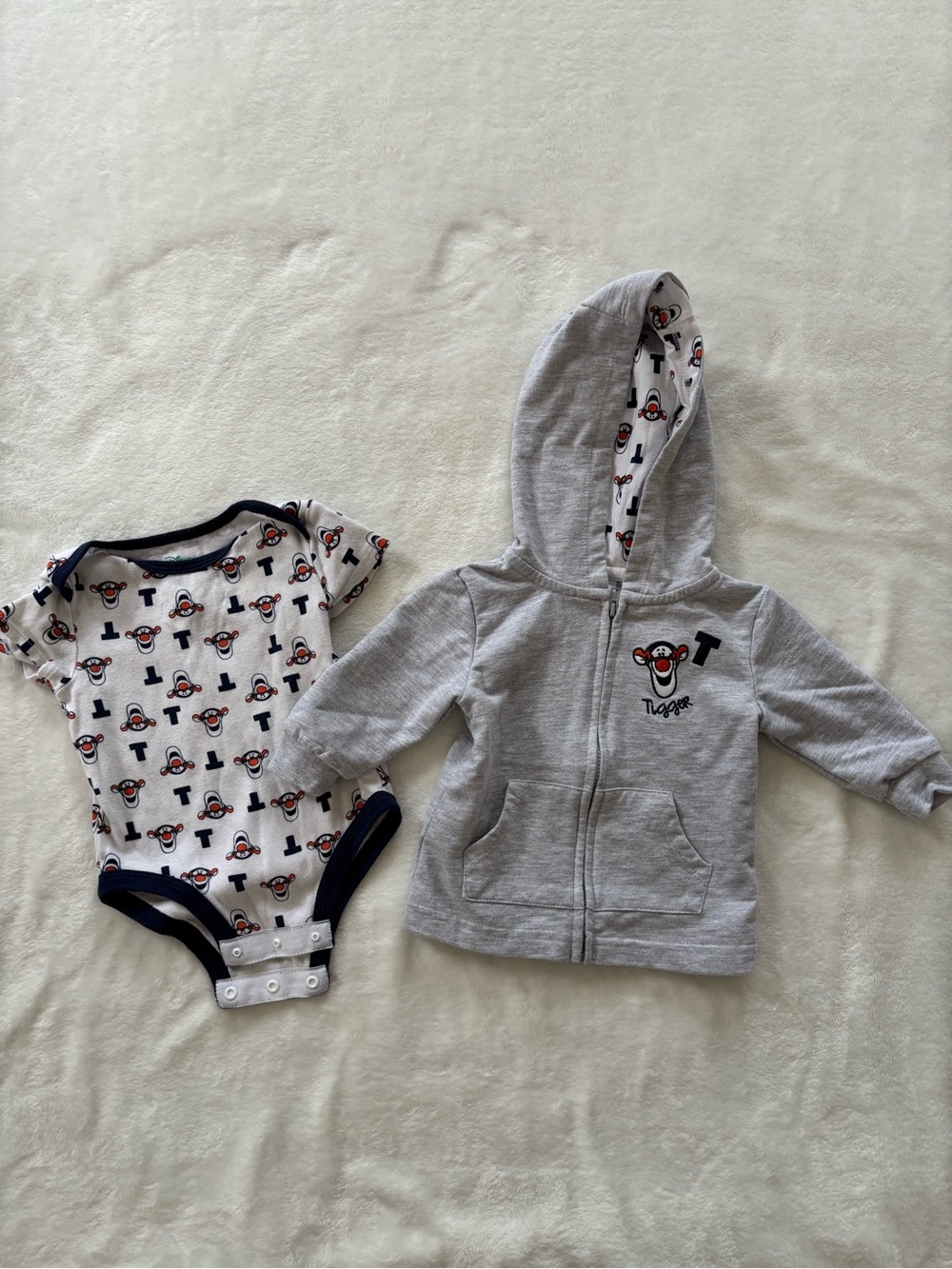 Tigger onesie and matching jacket